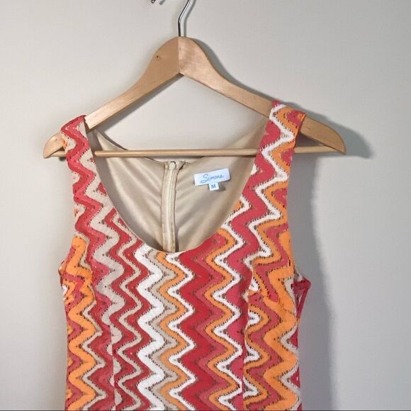 Simone Geometric Sleeveless Woven Shift Dress Multi-Colour Pattern Medium - Picture 5 of 5